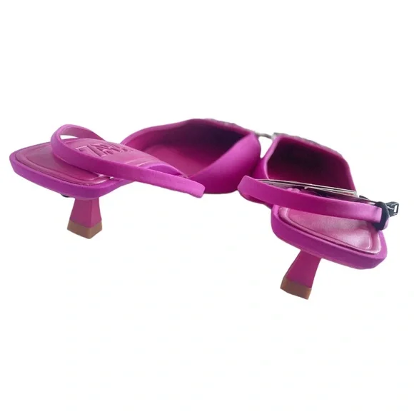 Zara Pink Slingback Heels with Embellishment - Picture 6 of 10